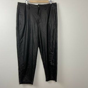 Zara Black Pleather Pleated Trousers XL